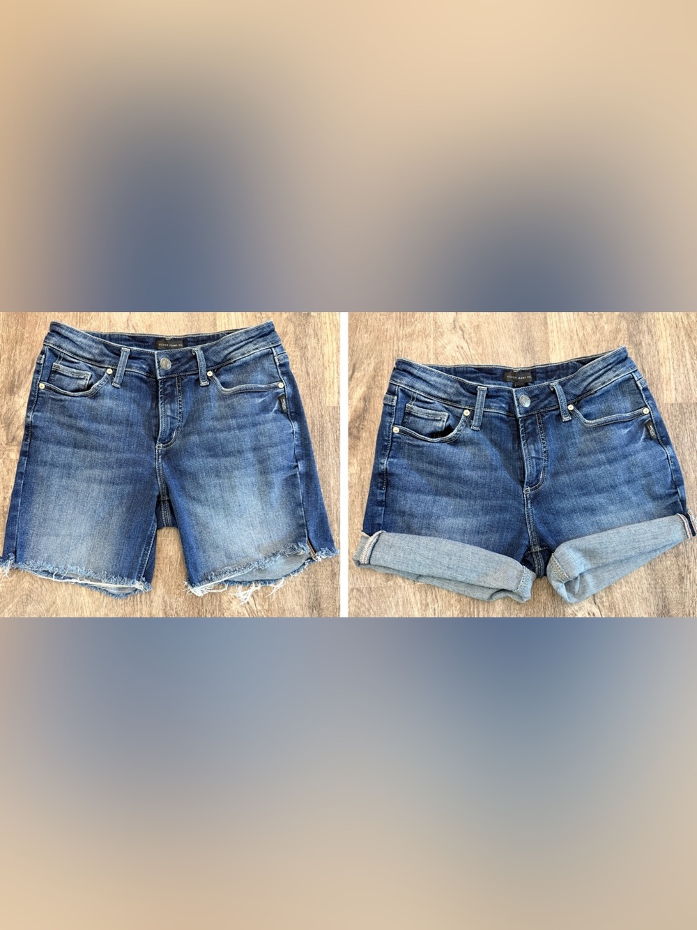 Silver Jeans Elyse Bermuda Shorts Sz 26 Measures 28 X L9 Medium Wash Raw Hem